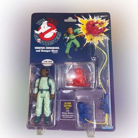 Nwt The Real Ghostbusters Action Figure Set Winston zeddemore and chomper ghost - Picture 1 of 2